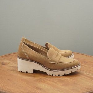 Blondo Beige Suede Platform Loafers